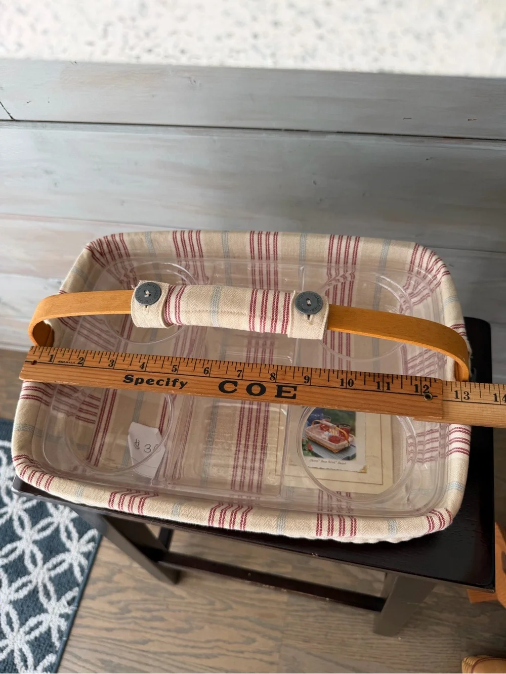 Longaberger Back Porch Basket 2 protectors and striped liner
